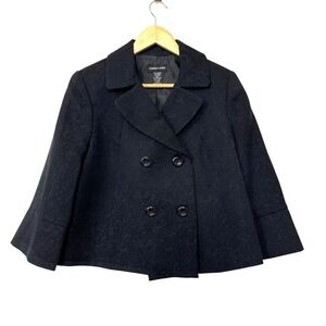 Ainsley Aidan Black Jacquard Cropped Peplum Jacket Metallic Damask Coat 10